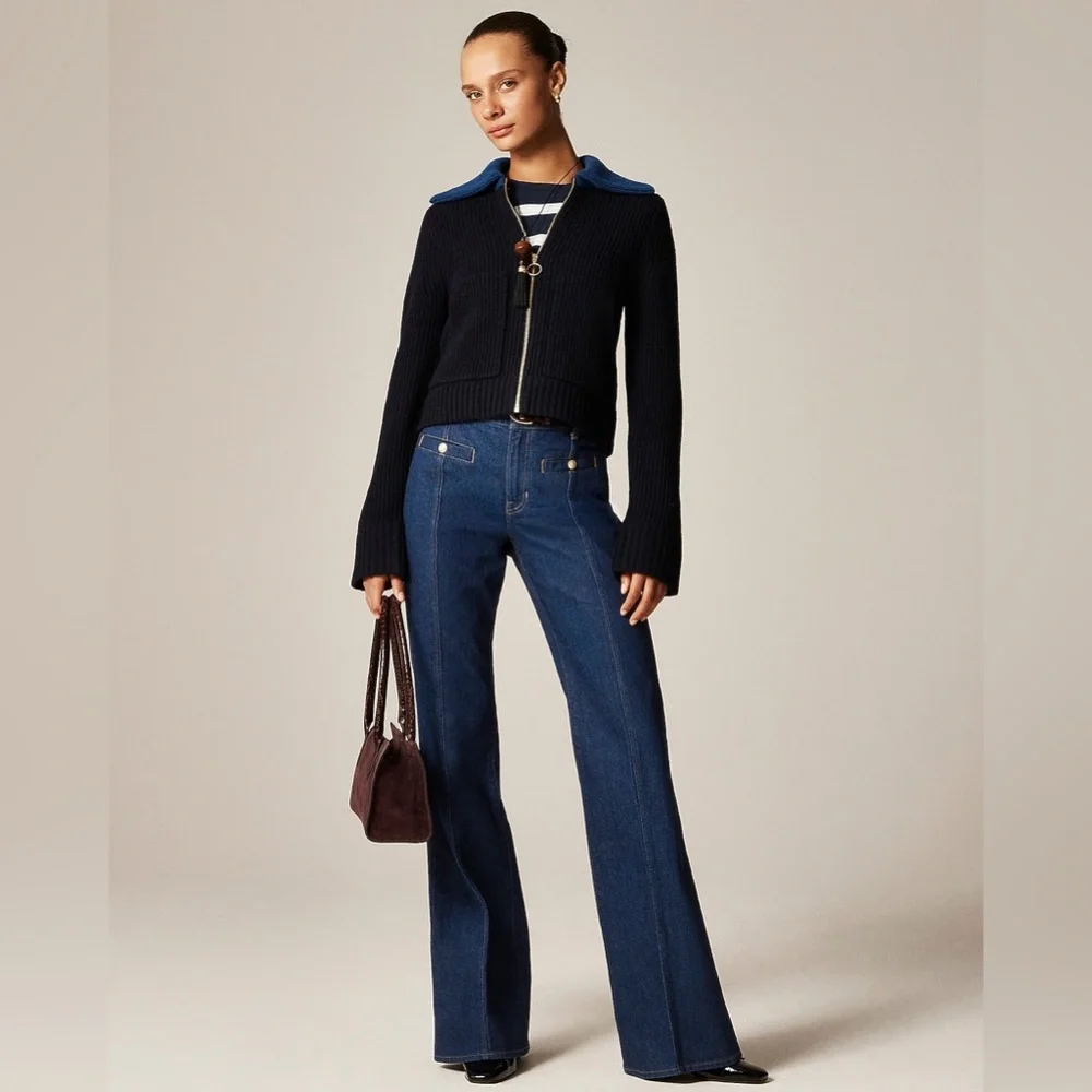 NWT J.Crew Petite New Vintage Flare Jean in Rinse Wash - Picture 1 of 11